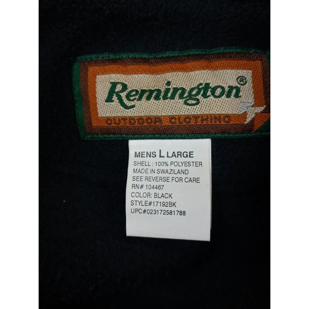 Remington Fleece Jacket Mens Large Black Full Zip Outdoor‎ Hunting Gorpcore Y2K